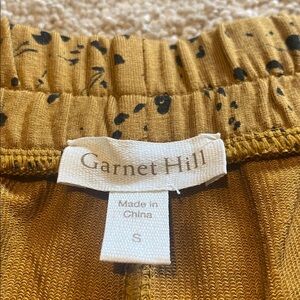 Garnet Hill Wide Leg Knit Pull On Lounge Pants Mustard Black Size SMALL TALL ‘23